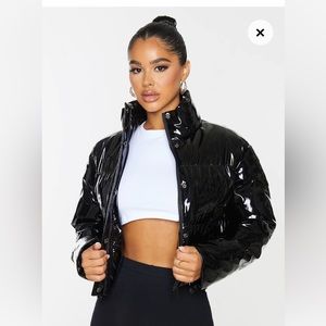 Pretty Little Thing Liquid Latex Puffer Jacket Size 12